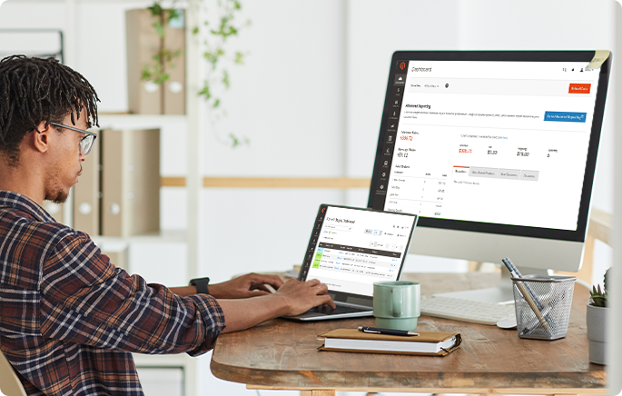 man working on a magento website